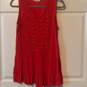 Blood red sleeveless embroidered top